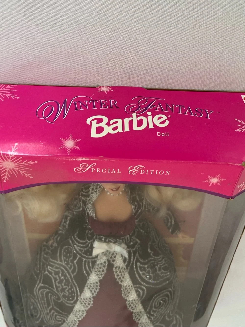 Vintage 1996 Barbie Burgundy and Black Winter Fantasy Gown Collector Doll